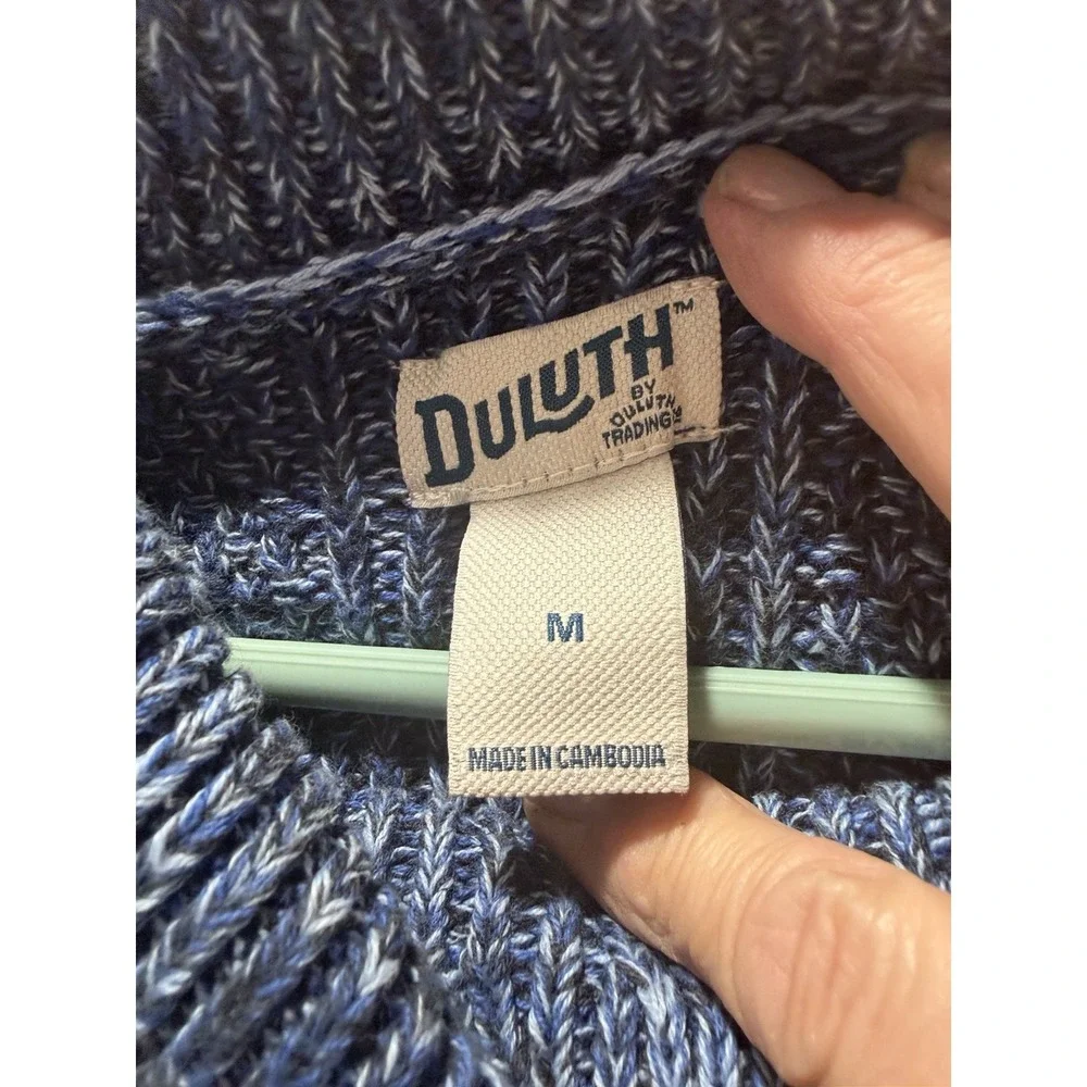 Duluth Trading Co Marled Blue Cowl Neck Tunic Sweater Medium - Picture 2 of 4